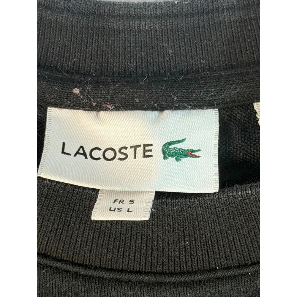 Lacoste Mens Crewneck Sweatshirt Black Embroidered Logo Pullover US L FR 5